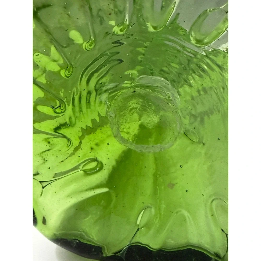 Vintage Art Glass Vase Green Hand Blown